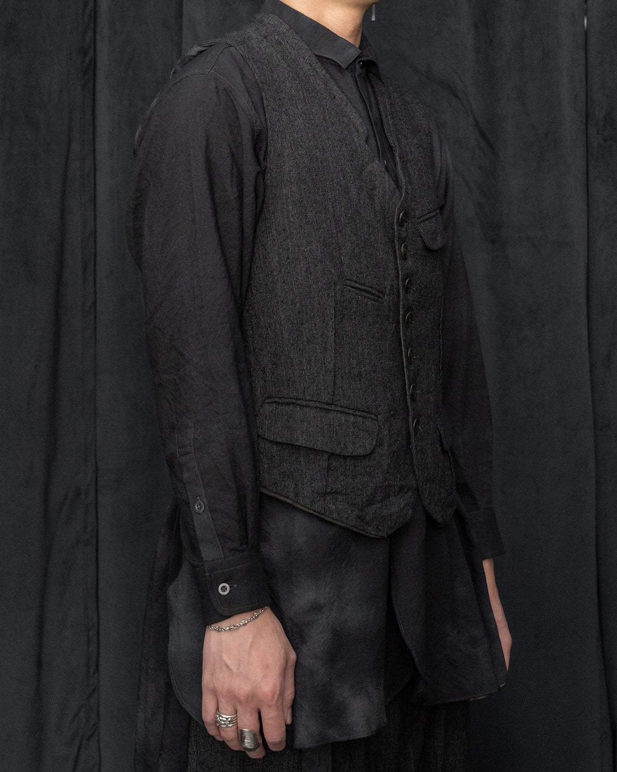 Dark Cacao Nib Silk Wool Waist Coat