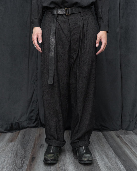 Dark Cocoa Nib Silk Wool Wide Tapered Pant
