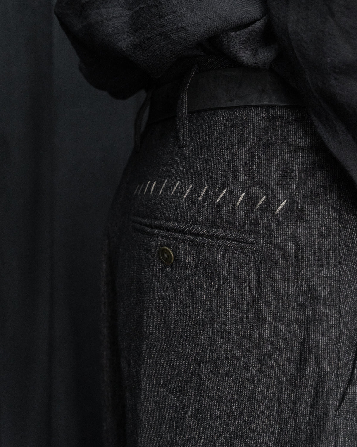 Dark Cocoa Nib Silk Wool Wide Tapered Pant