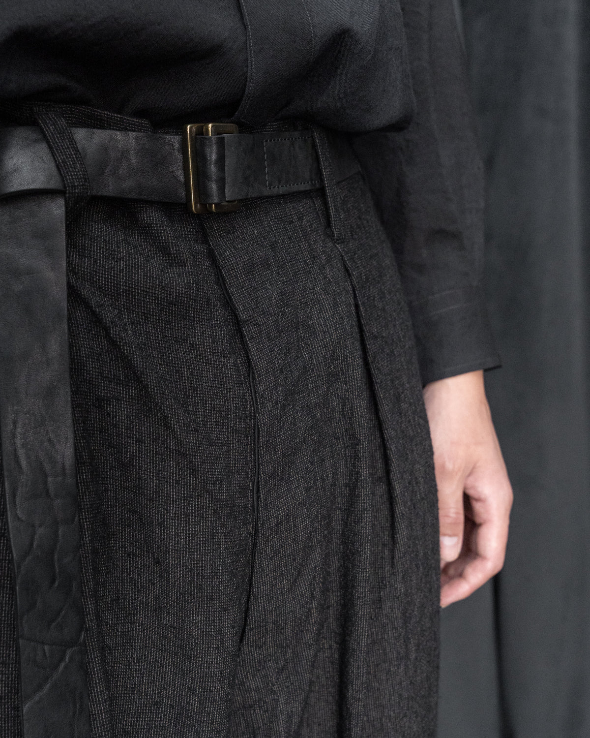 Dark Cocoa Nib Silk Wool Wide Tapered Pant