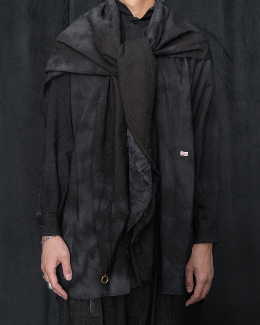 Black Grey Wool Big Square Stole
