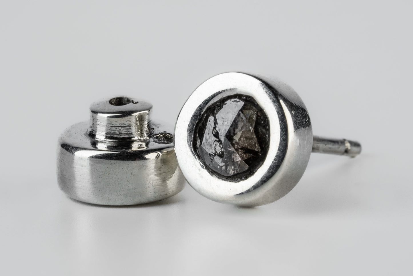 Stud Earring 0.2 CT Tiny Faceted Diamond Slab 1835-27-PA+FCDIA