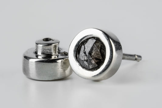 Stud Earring 0.2 CT Tiny Faceted Diamond Slab 1835-27-PA+FCDIA