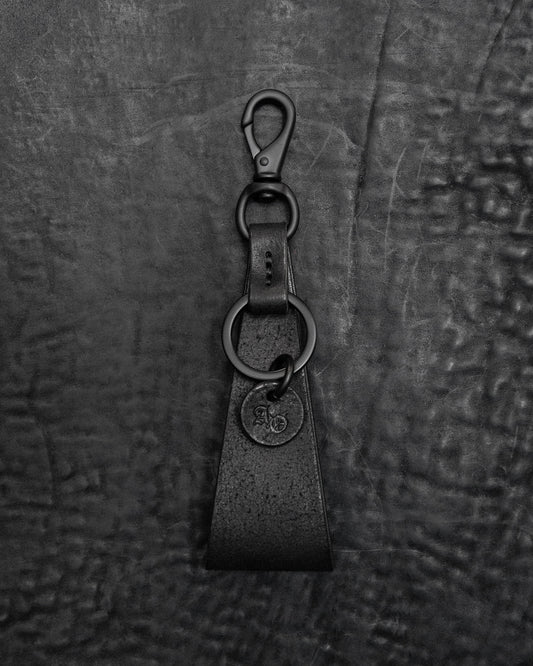 Black Horsehide Triada Keychain