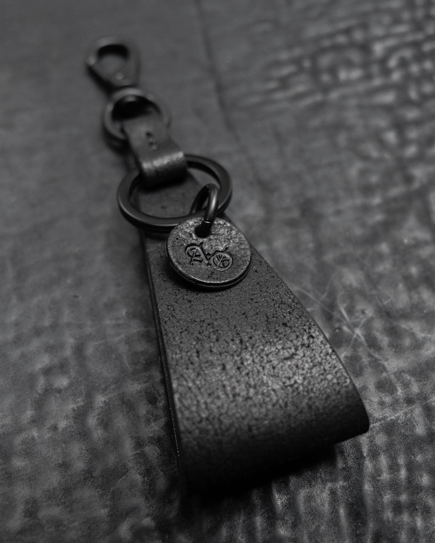 Black Horsehide Triada Keychain