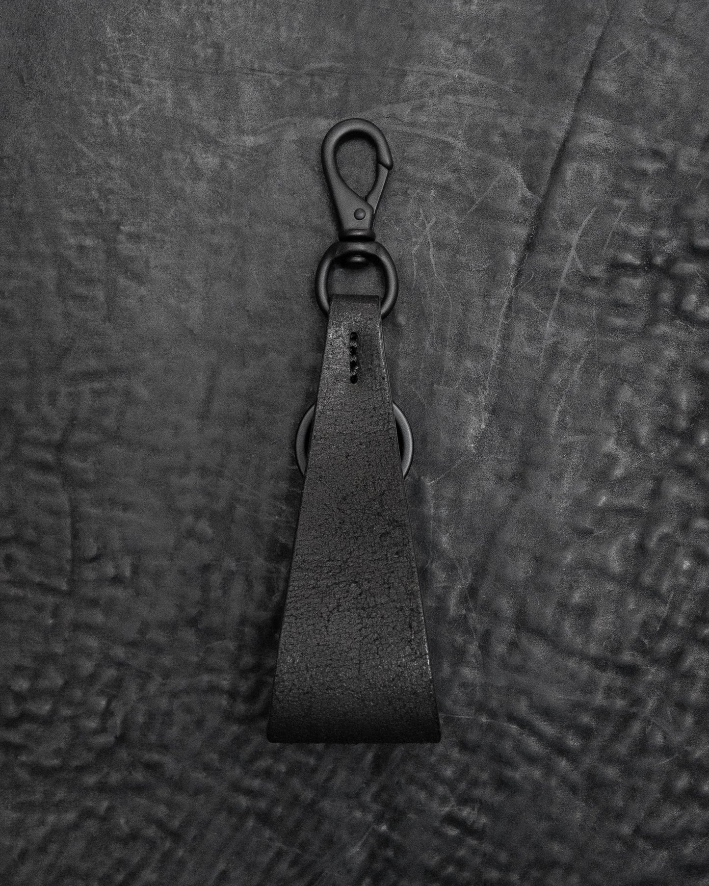 Black Horsehide Triada Keychain