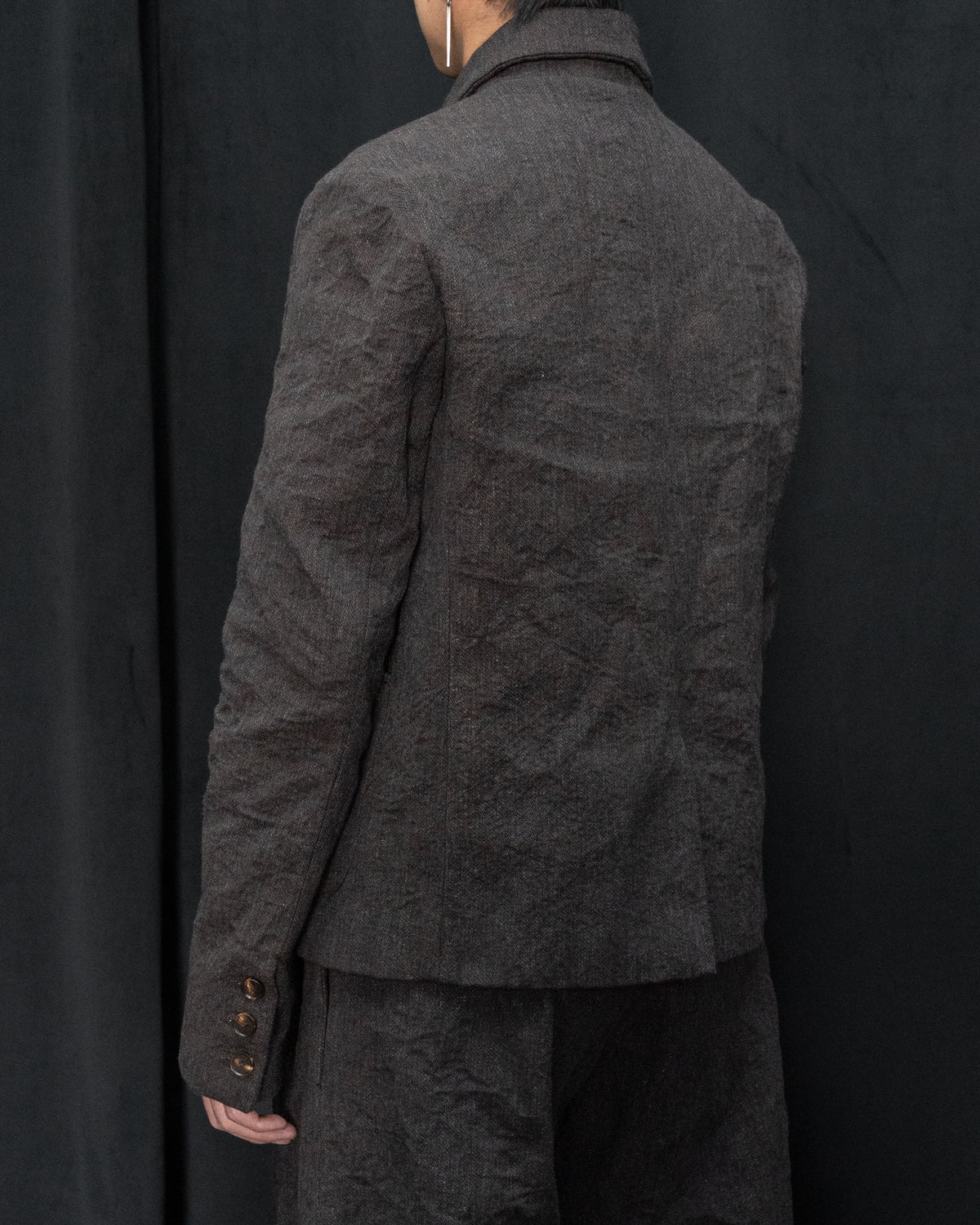 Dark Brown Mid-Fit Three Patched Pockets Work Jacket