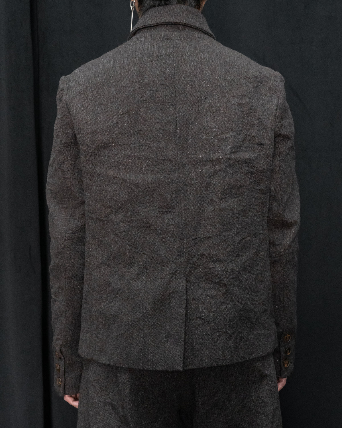 Dark Brown Mid-Fit Three Patched Pockets Work Jacket