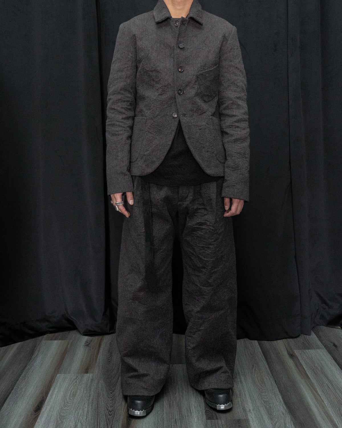Dark Brown Mid-Fit Three Patched Pockets Work Jacket