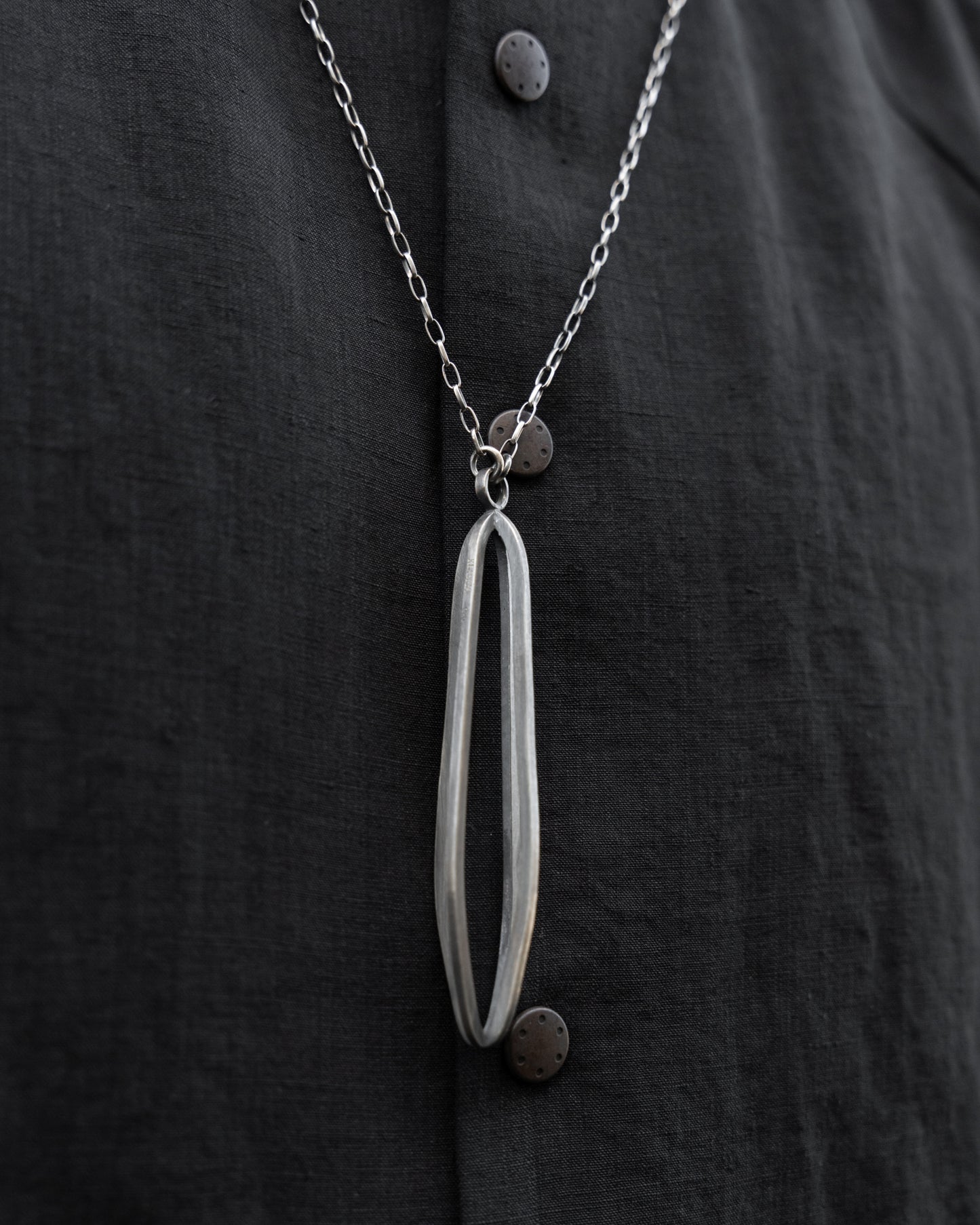 Spire Shaped Empty Cage Sterling Silver Pendant Necklace