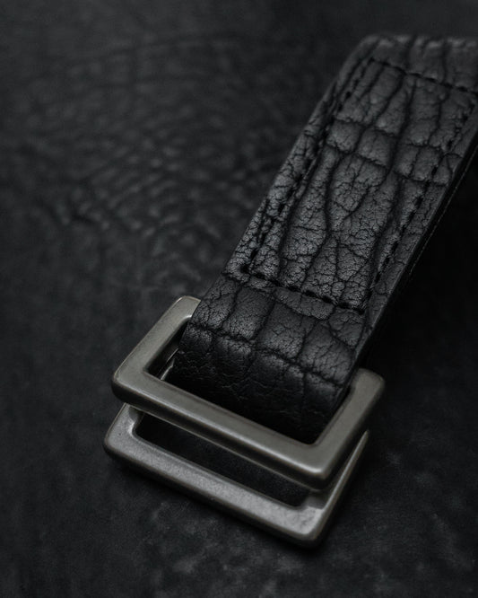 Black Shrunken Bison Leather ARO Belt