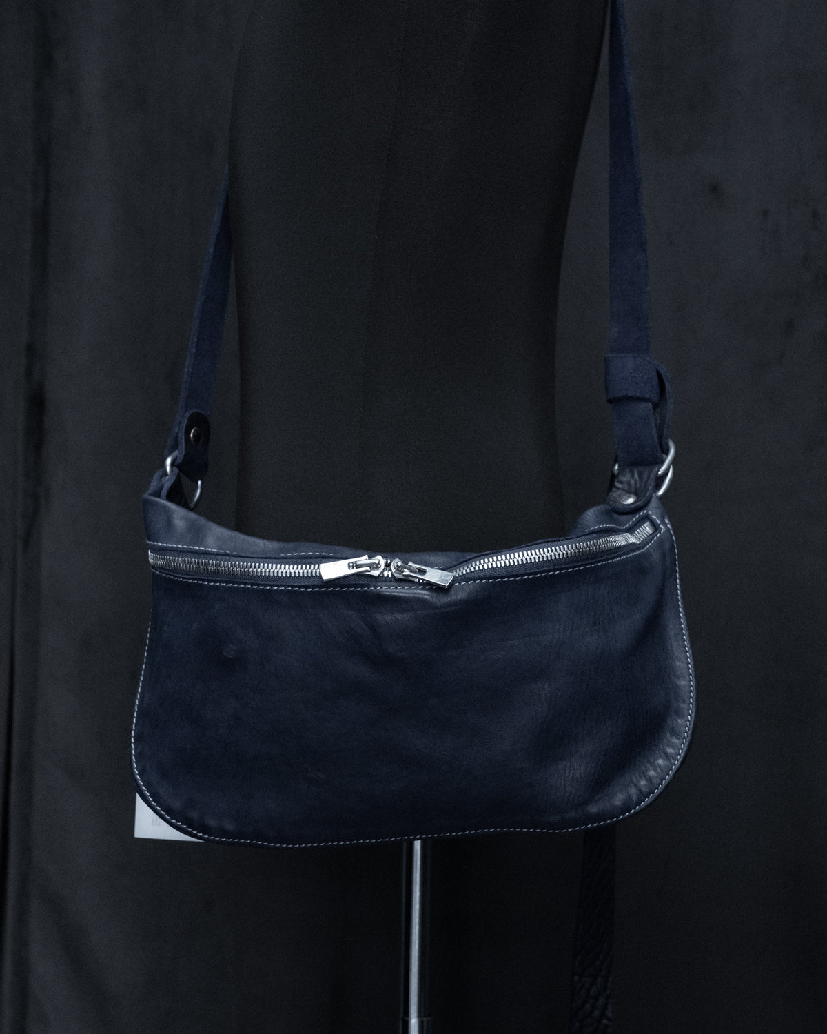 Dark Blue Soft Horse Leather Medium Belt Bag Q10M