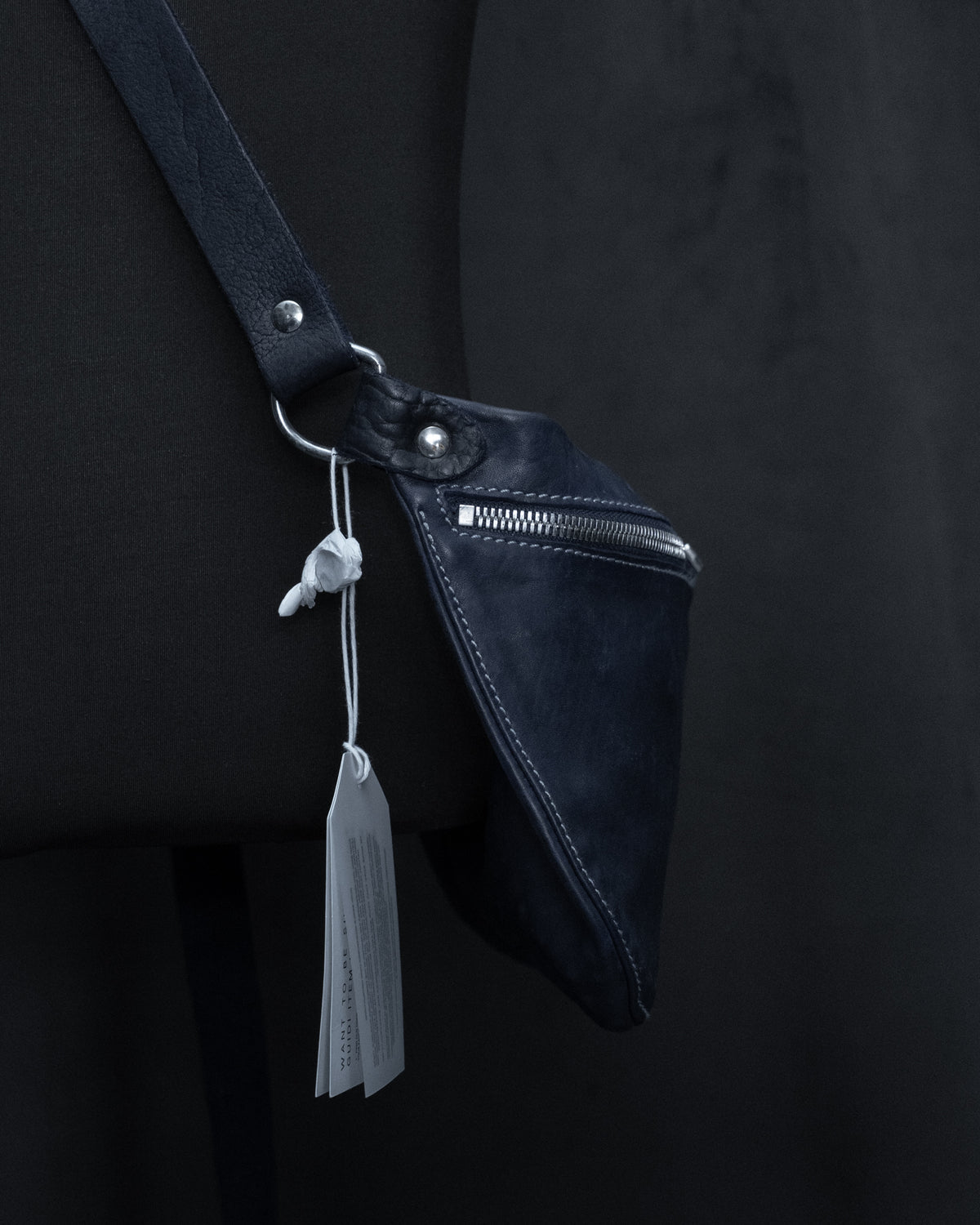 Dark Blue Soft Horse Leather Medium Belt Bag Q10M
