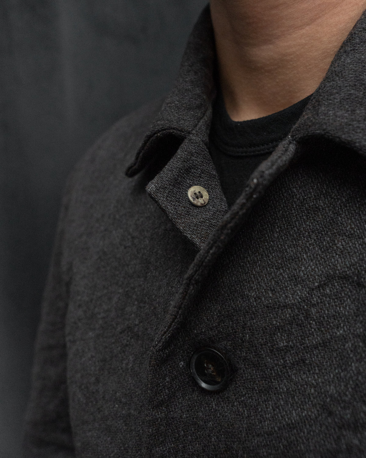 Dark Brown Mid-Fit Three Patched Pockets Work Jacket