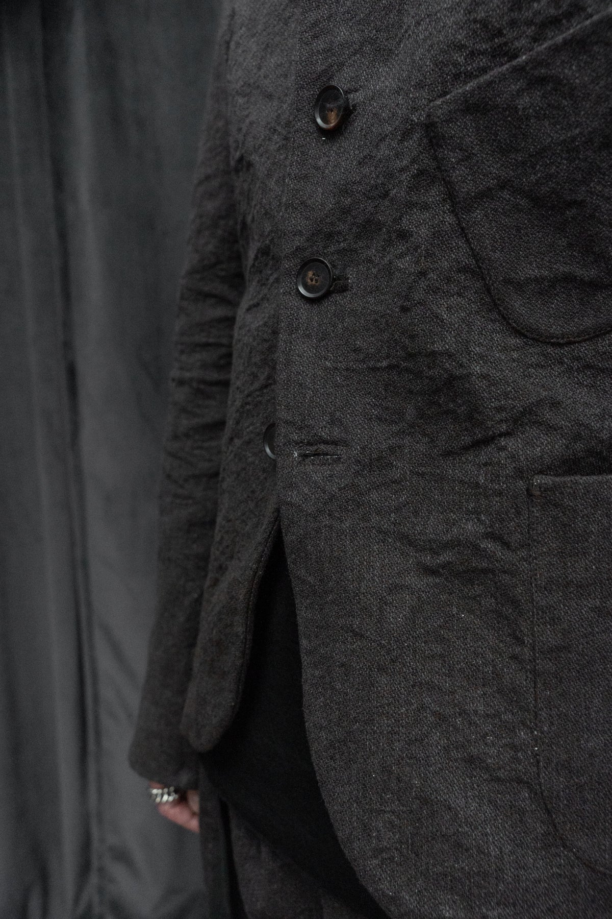 Dark Brown Mid-Fit Three Patched Pockets Work Jacket