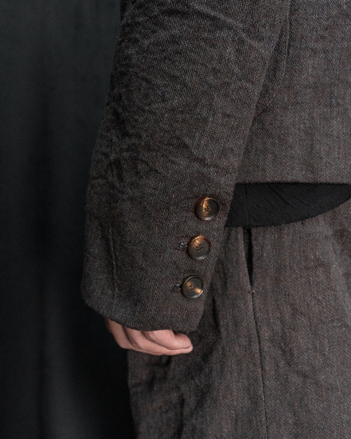 Dark Brown Mid-Fit Three Patched Pockets Work Jacket