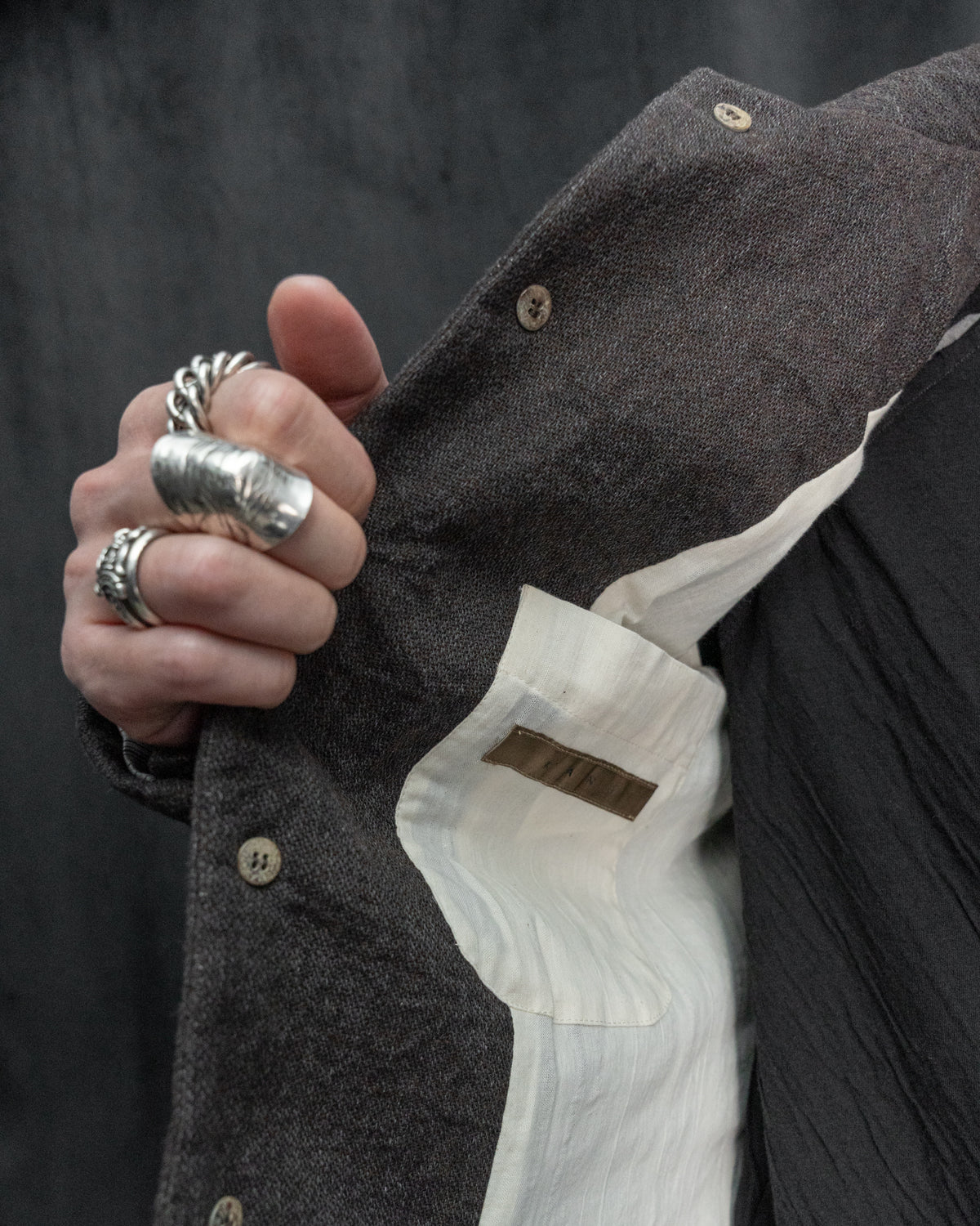 Dark Brown Mid-Fit Three Patched Pockets Work Jacket
