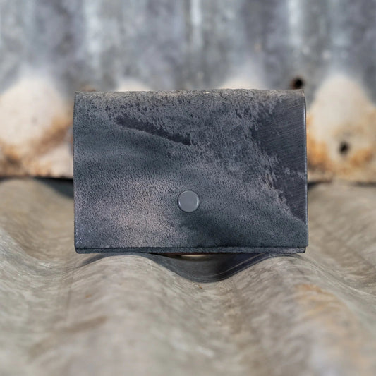 Grey Black Marmo Culatta Horse Leather Snap Card Holder
