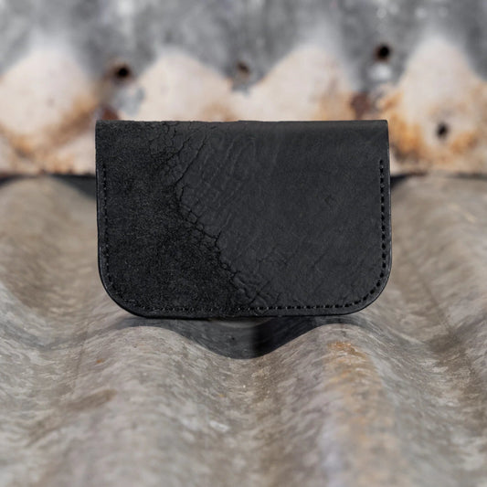 Black Culatta Horse Leather Bifold Snap Card Case