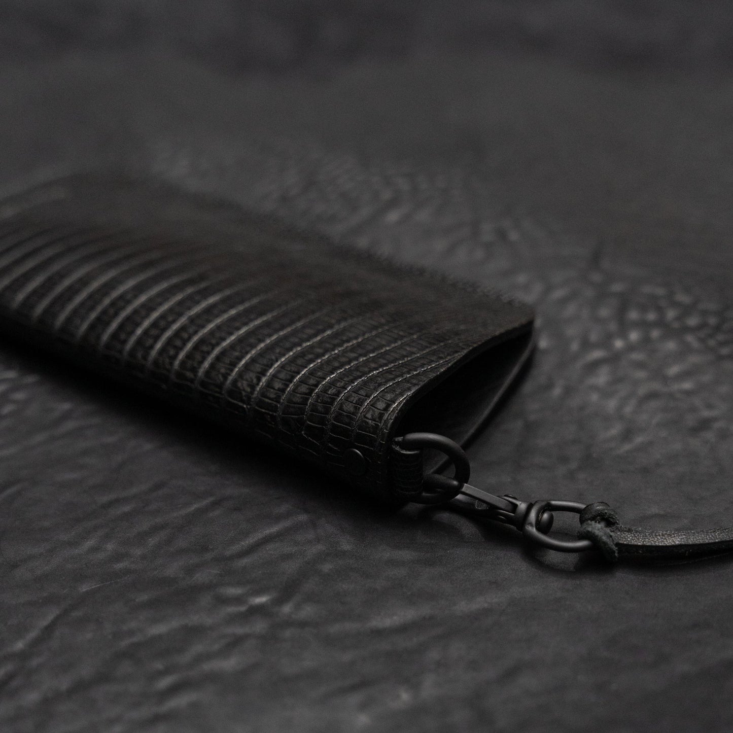 Black Teju Lizard Kinich II Eyewear Pouch
