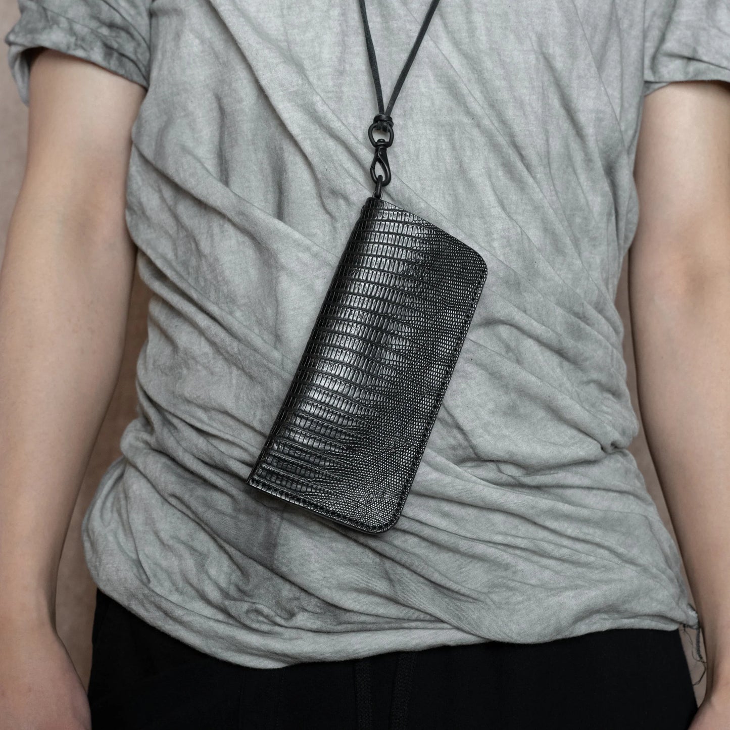 Black Teju Lizard Kinich II Eyewear Pouch