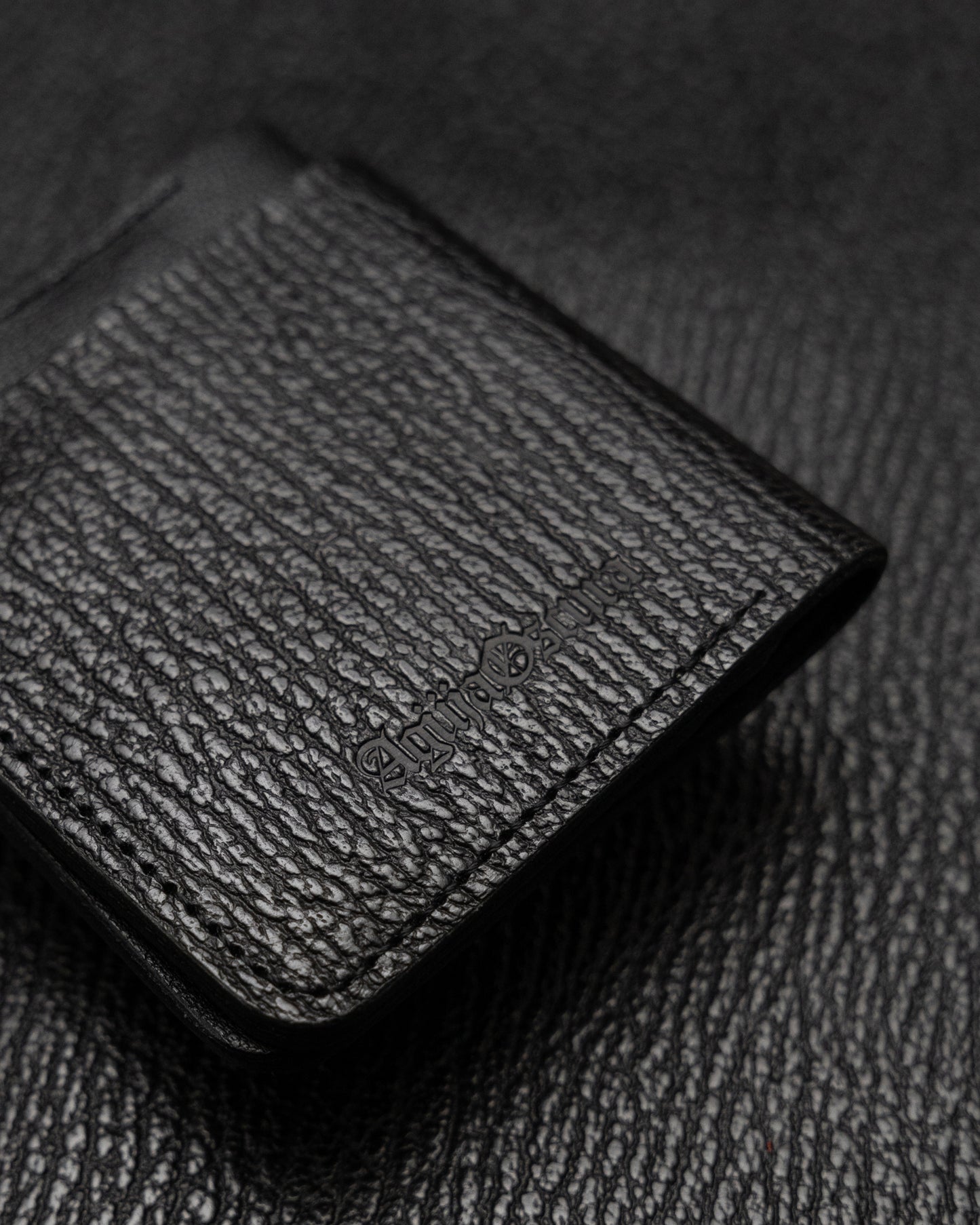 Black Italian Bovine Leather Studded Double Bifold