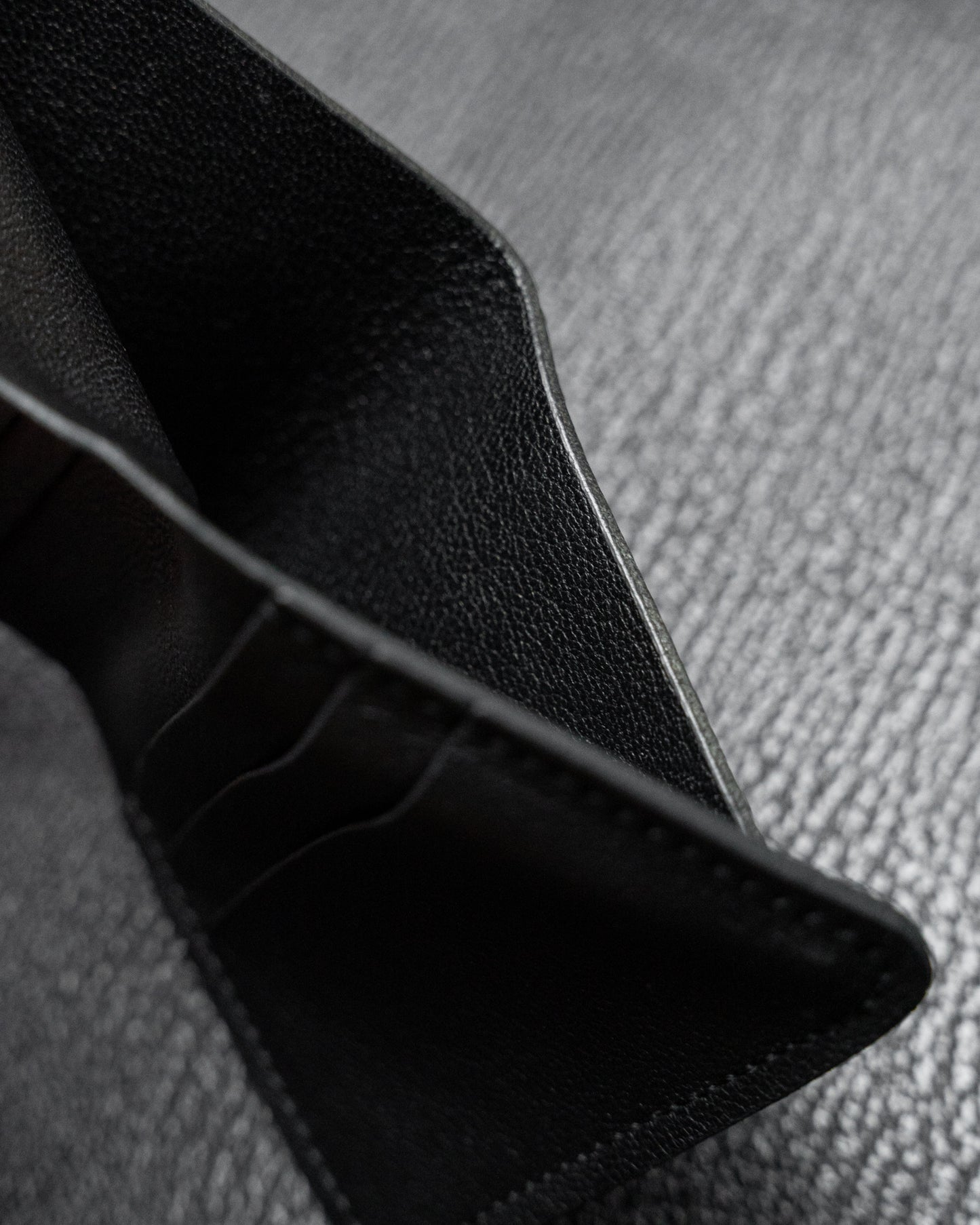 Black Italian Bovine Leather Studded Double Bifold