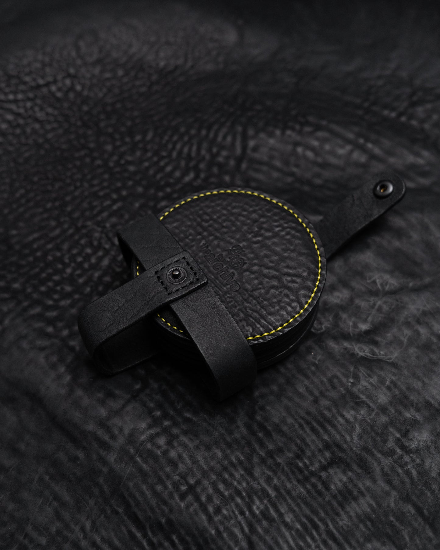 AgujaOscura + The Archive 20th Anniversary Collaboration Black with Yellow Stitching Five Piece Culatta Horse Leather Coasters