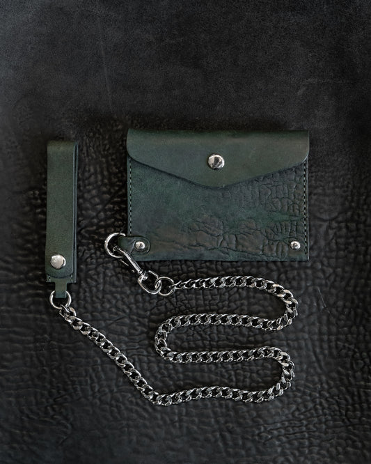 Green Reverse Culatta Cadena Card Case with Curb Chain