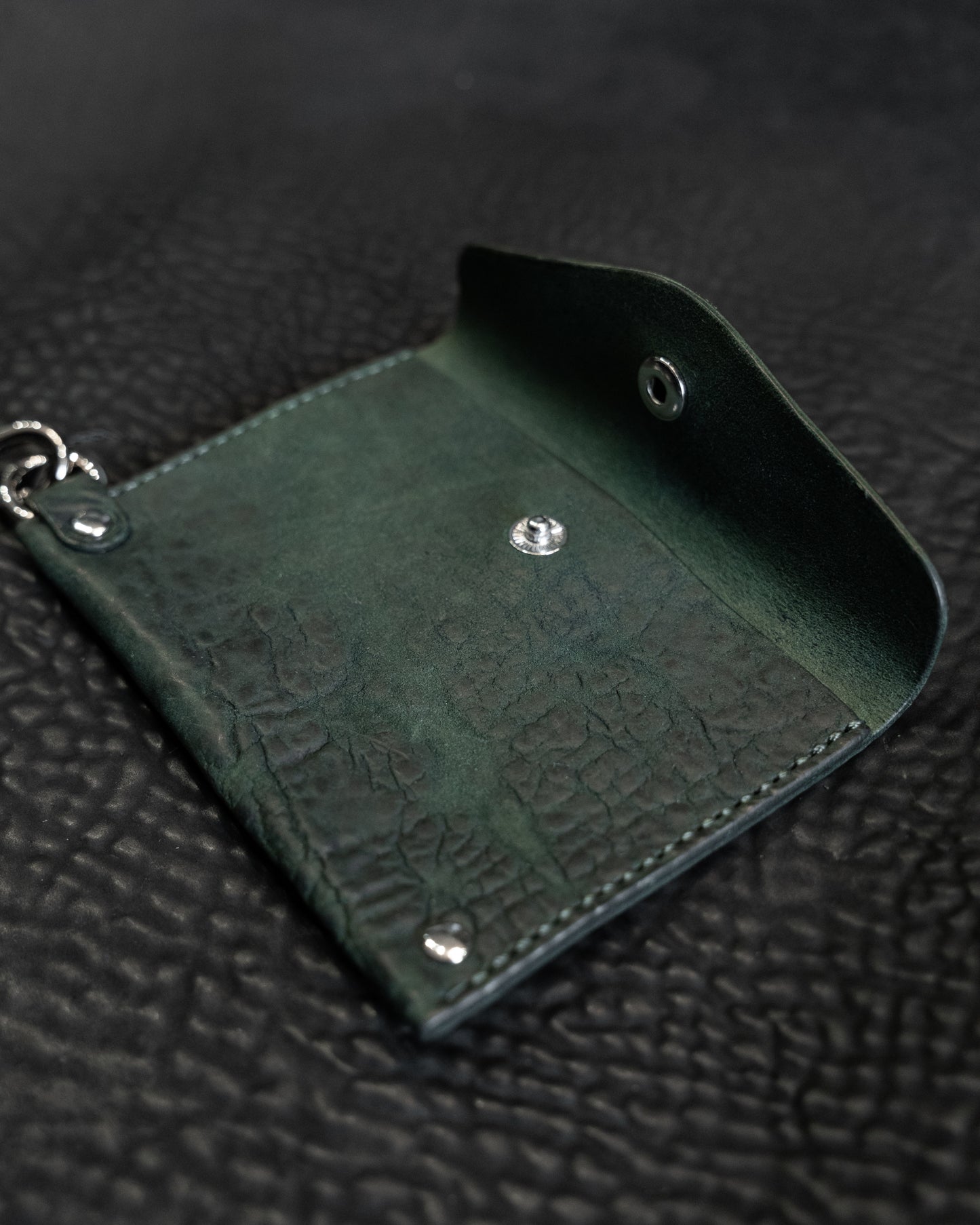 Green Reverse Culatta Cadena Card Case with Curb Chain