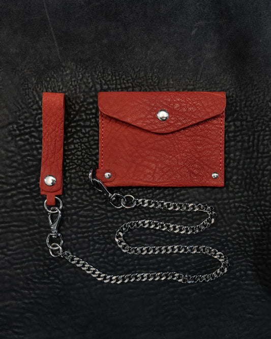 Red Horse Leather Cadena Card Case with Curb Chain