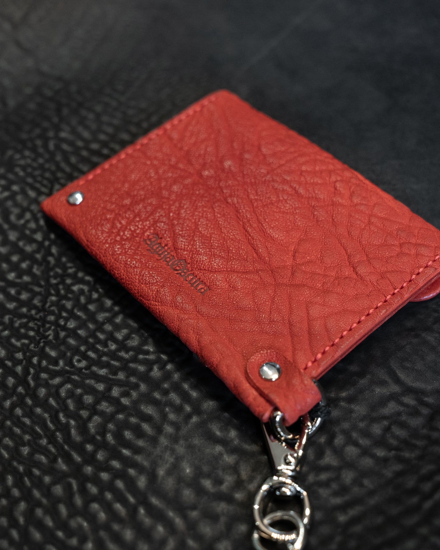Red Horse Leather Cadena Card Case with Curb Chain