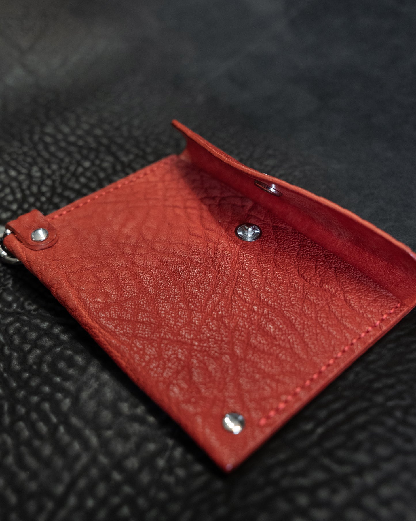 Red Horse Leather Cadena Card Case with Curb Chain