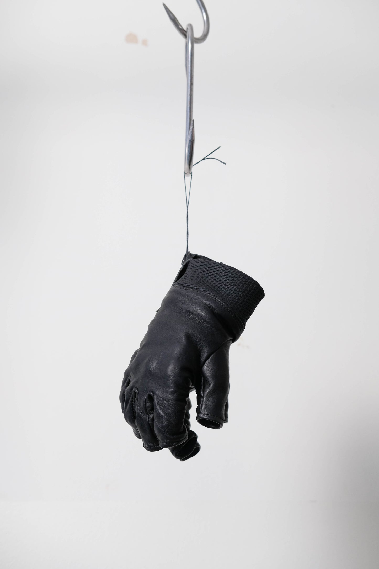 Black Kangaroo Leather Fingerless Gloves