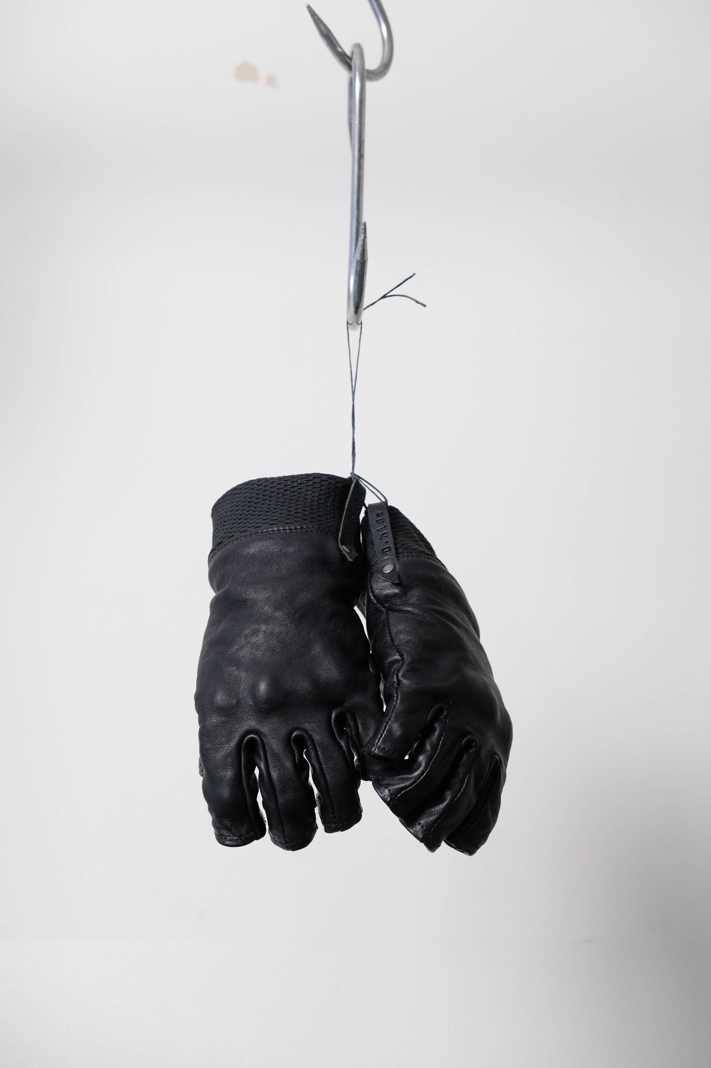 Black Kangaroo Leather Fingerless Gloves