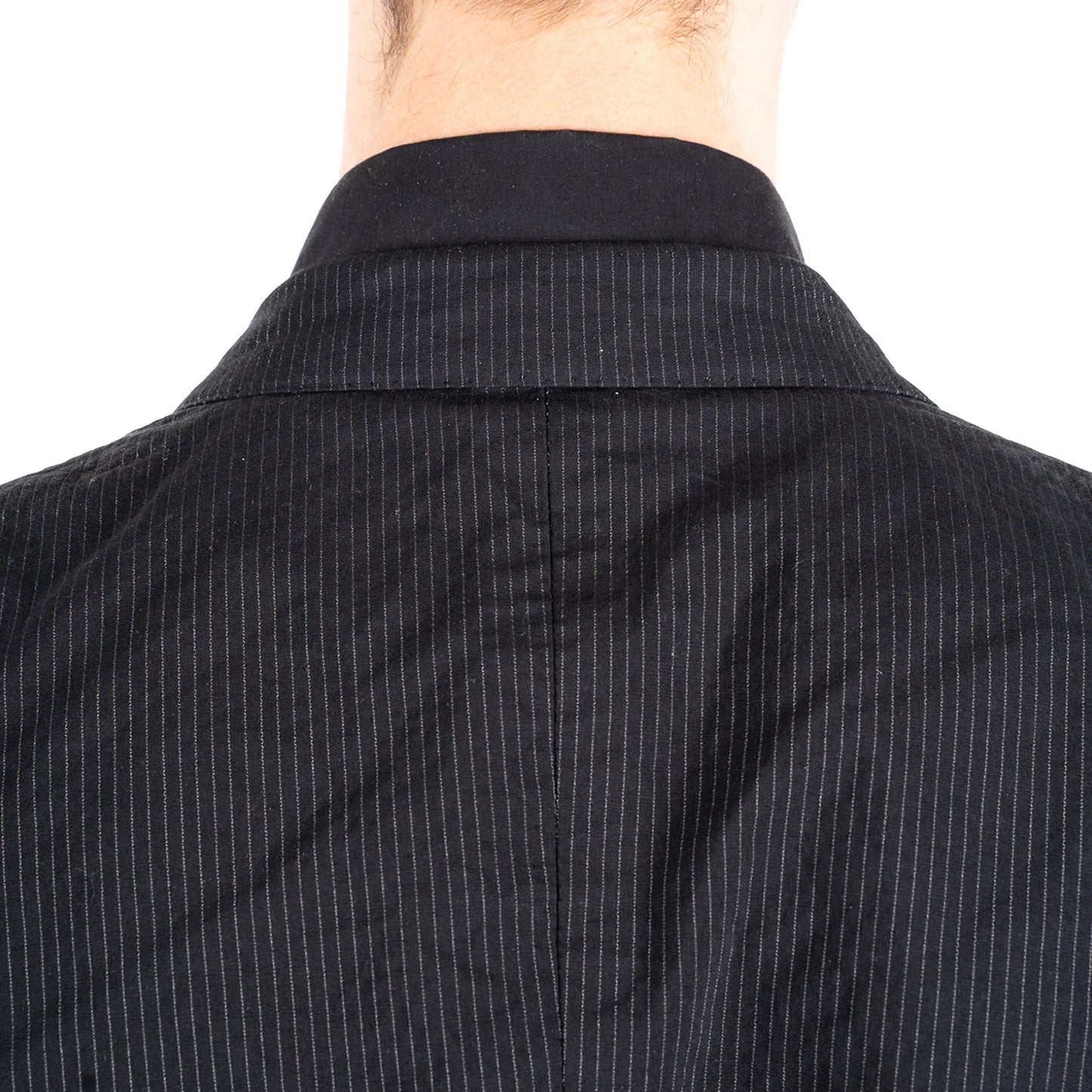 BLACK PINSTRIPE CLASSIC SIKE-LINED SHORT JACKET + SLIM PANTS  SET by DEEPTI BARTH