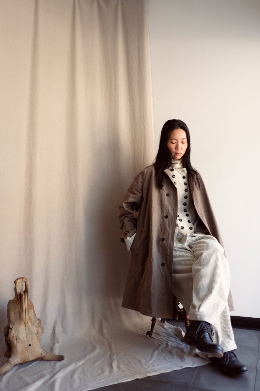 Dust Cotton Twill Balmacaan Coat