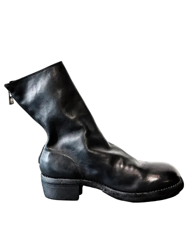 Black Double Soles Back Zip Boots Comfort 788ZX