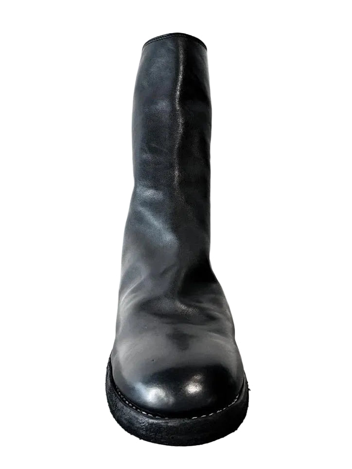 Black Double Soles Back Zip Boots Comfort 788ZX