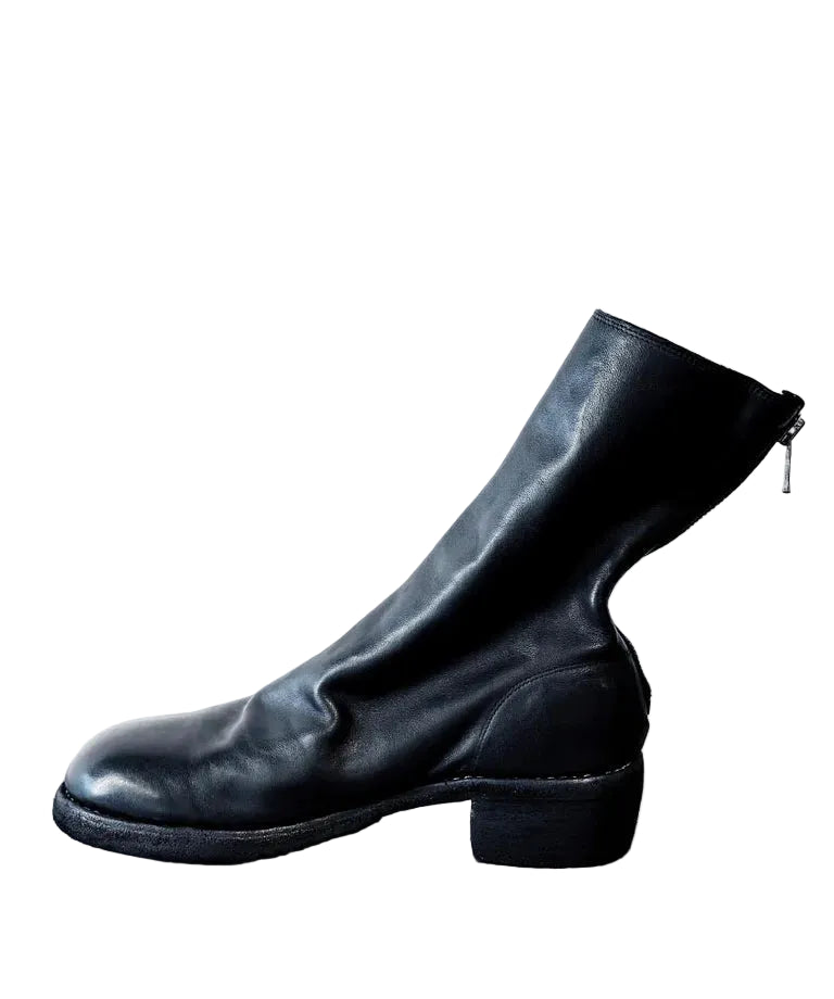 Black Double Soles Back Zip Boots Comfort 788ZX