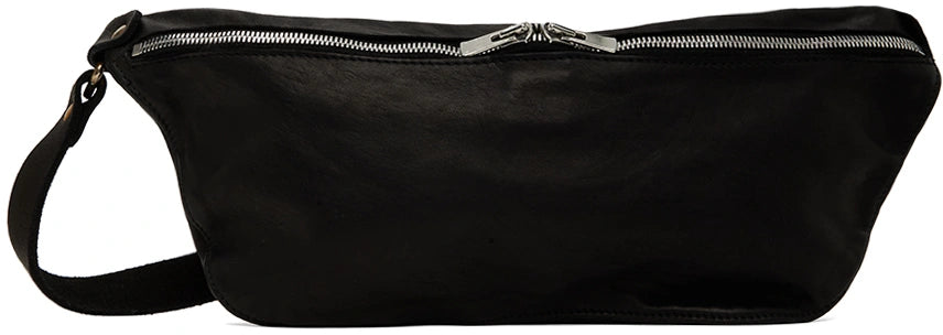 Black Soft Horse Leather Medium Belt Bag Q10M