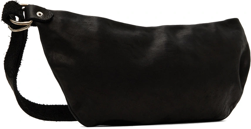Black Soft Horse Leather Medium Belt Bag Q10M