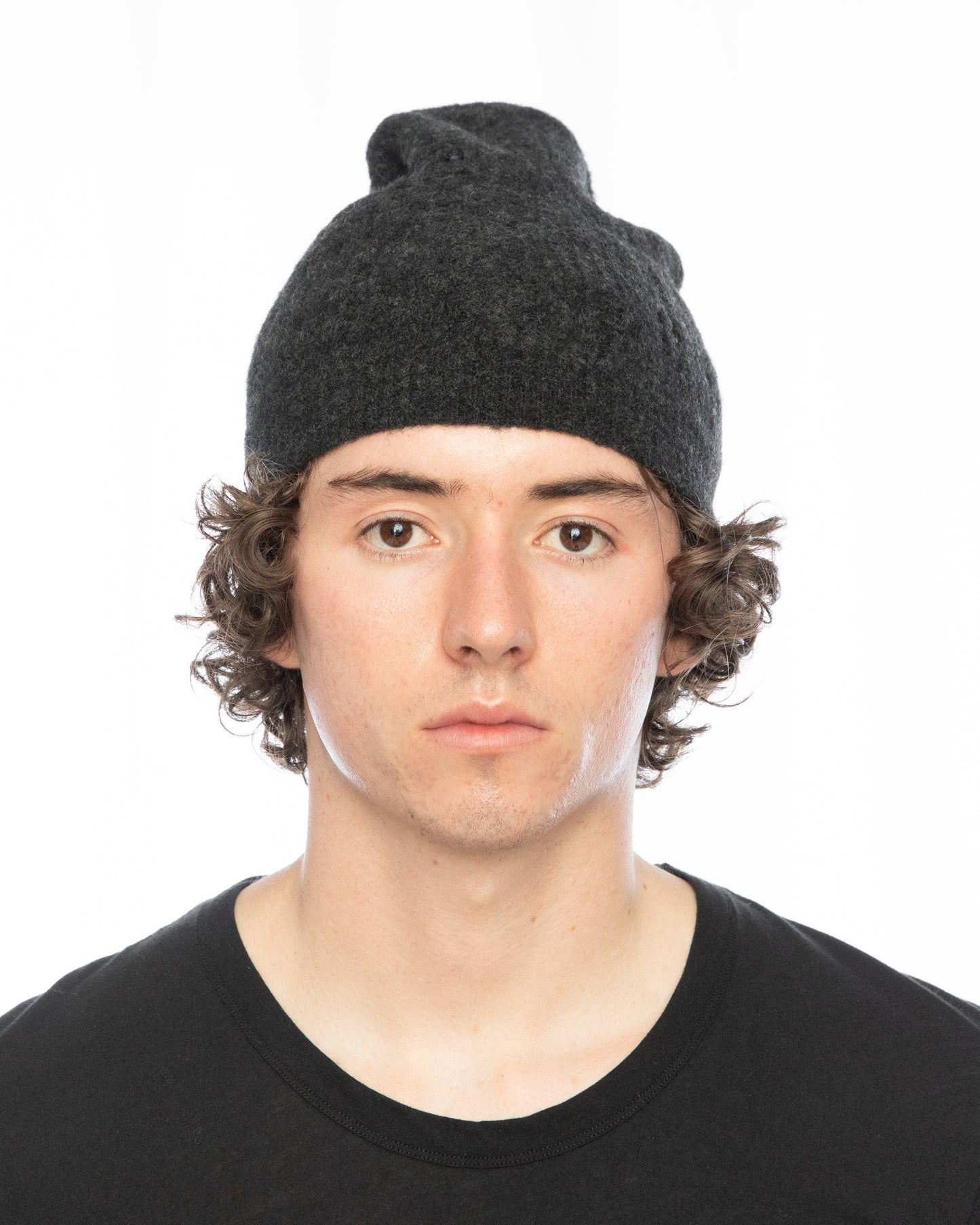 Graphite Destroyed Cut-Outs Wool Yak Knit Beanie