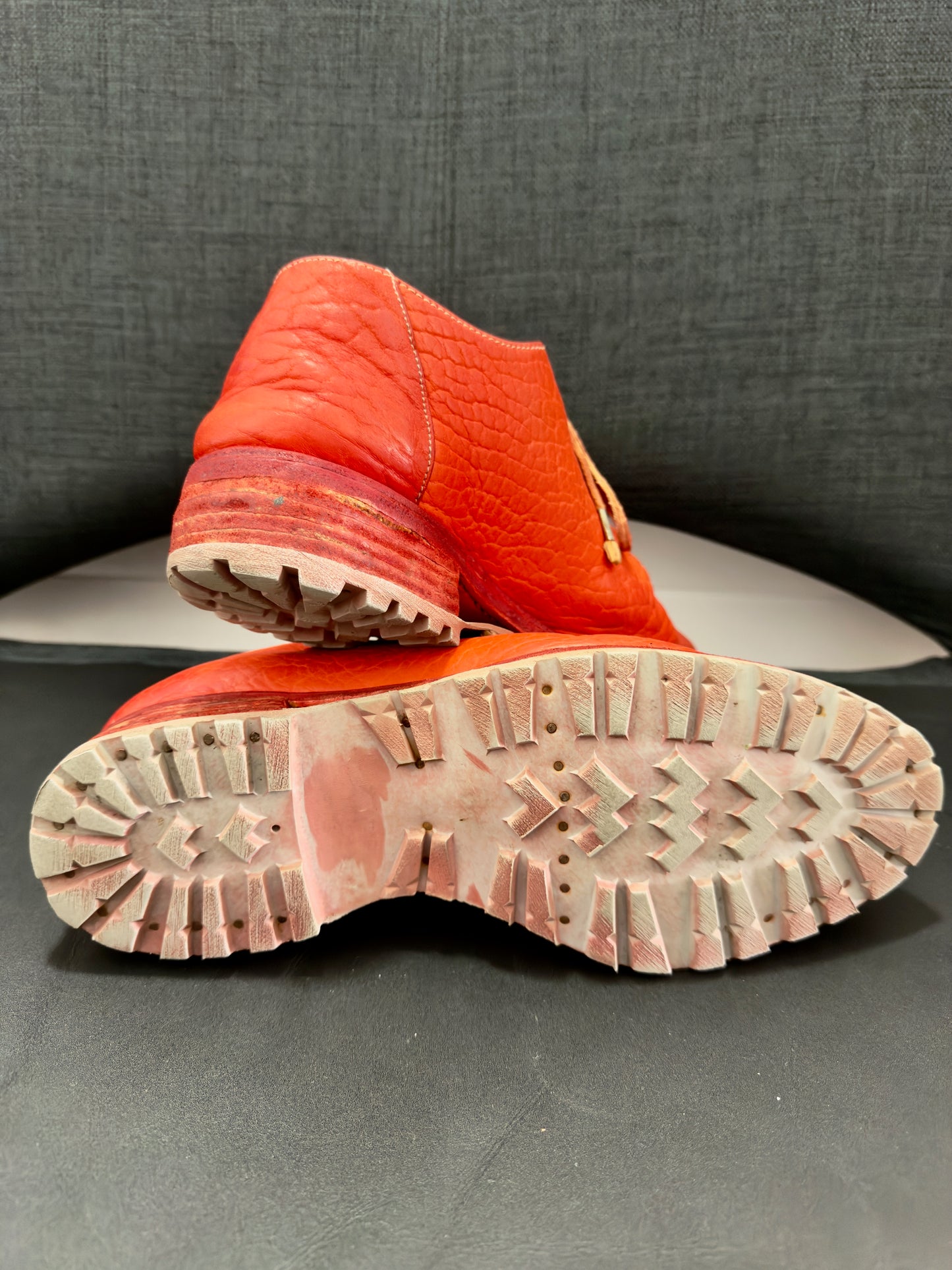 Red Object Dyed Bison One Piece Oxfords with Tank Soles by Carol Christian Poell
