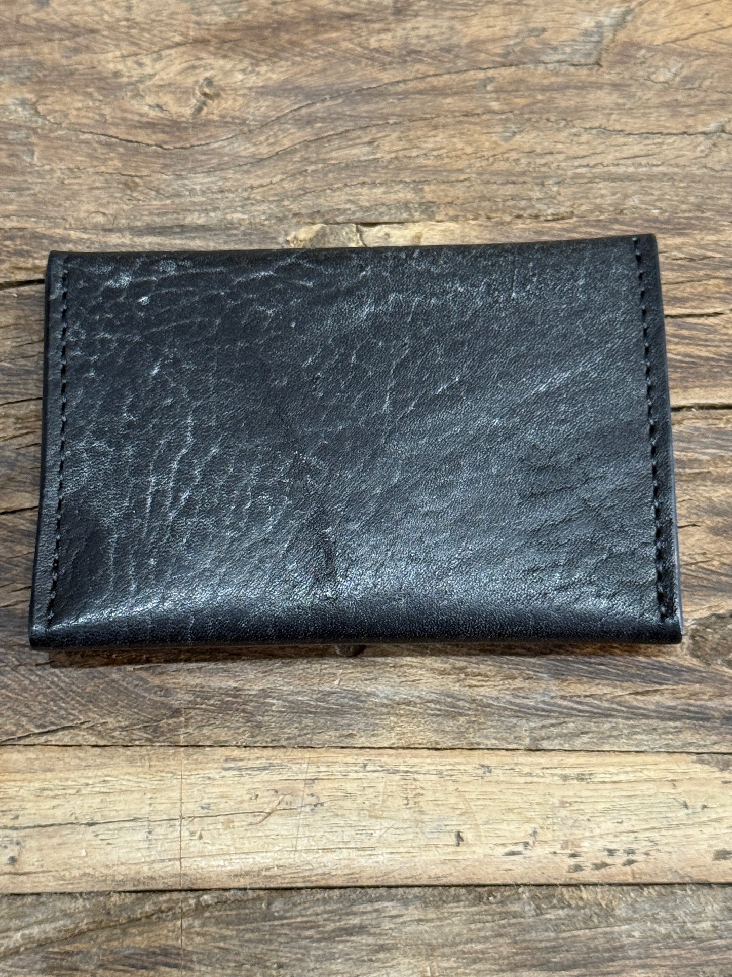 Black Italian Bridle Leather Snap Card Holder