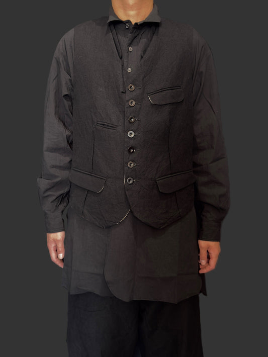 Coal Black Square Shaped Loose Vest