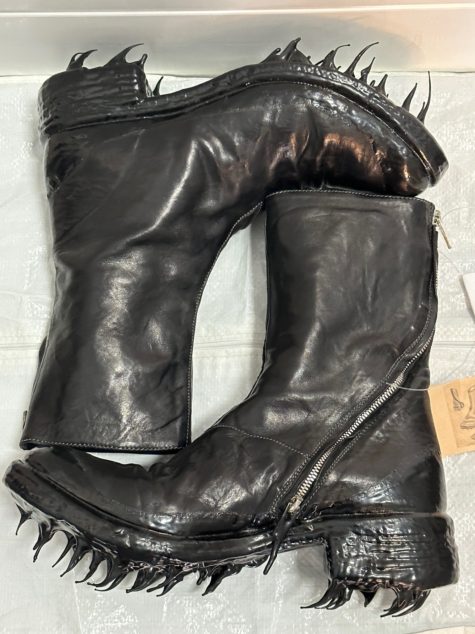 Black Object Dyed Lined Diagonal Zip Rubber Drip Goodyear Boots by Carol  Christian Poell