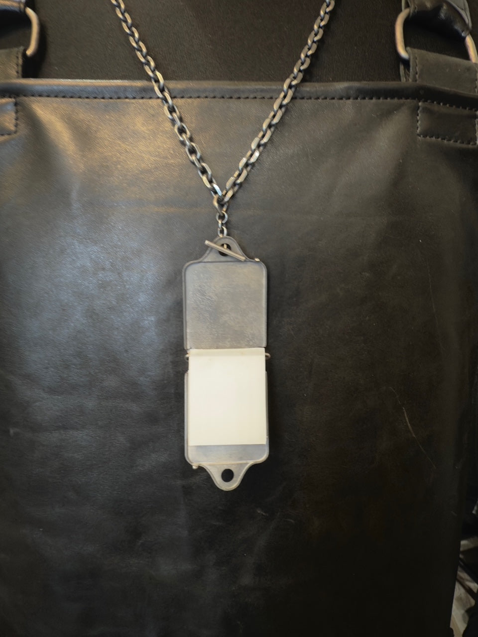 Silver DOC TAG Necklace by DEEPTI BARTH
