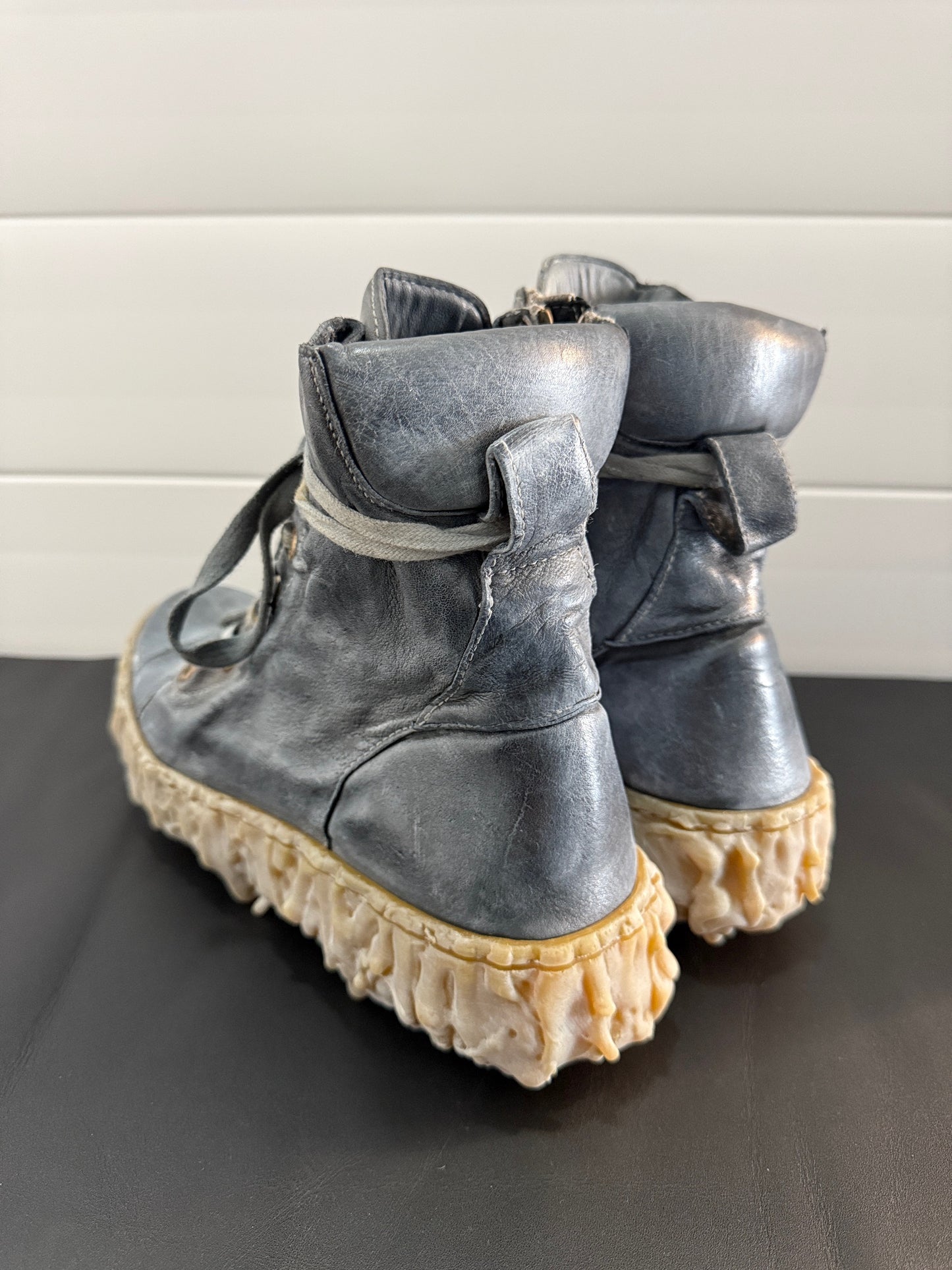 Shale Melt Clash Kangaroo Leather Mid Top Sneakers