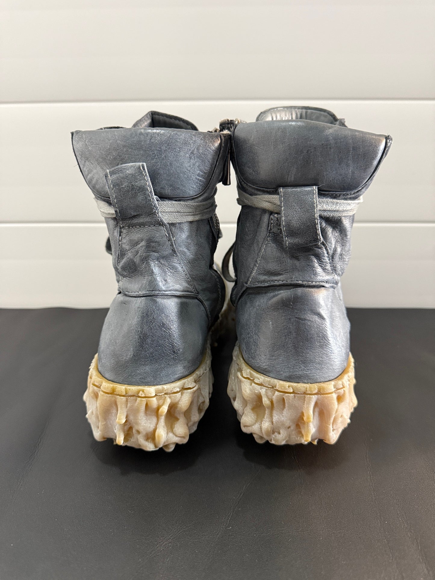 Shale Melt Clash Kangaroo Leather Mid Top Sneakers
